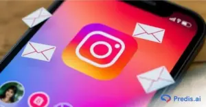 Instagram logo with email widgets floating around it