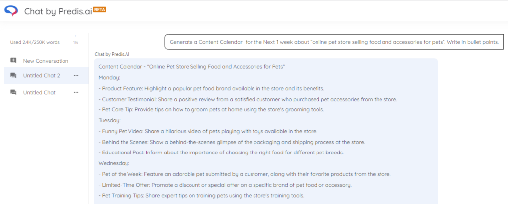 Predis.ai’s AI-Generated Content Calendar