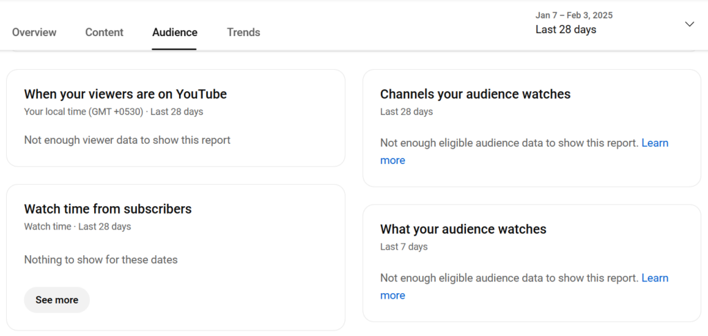 Check Audience Analytics in YouTube Studio to Find how often should you post YouTube shorts