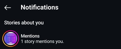 Story mentions in the Notifications tab