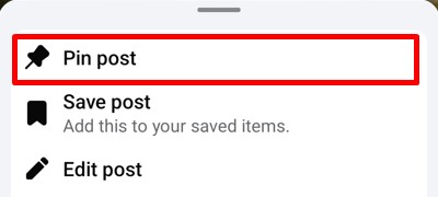 Use the Pin post option to highlight a post on Facebook