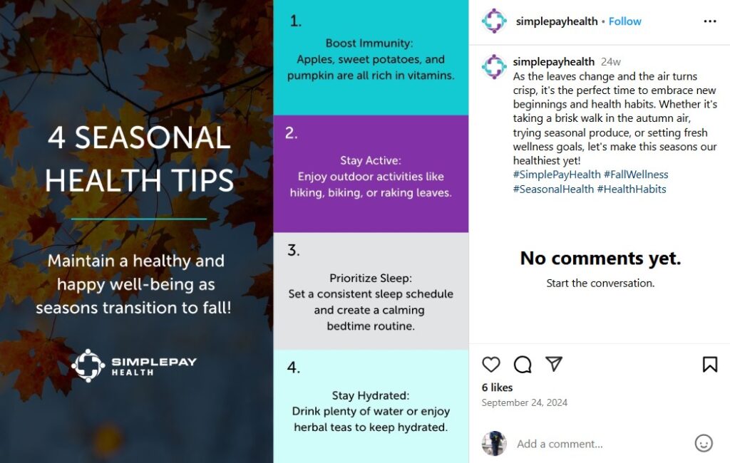 Instagram post about seasonal health tips