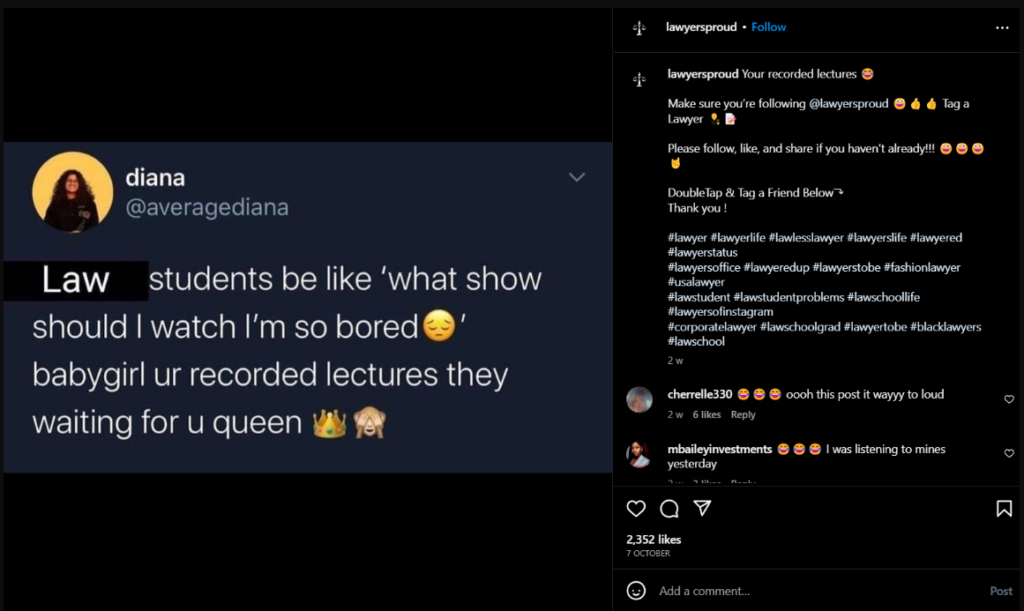 Humor that all law students- current and passed out, can relate to