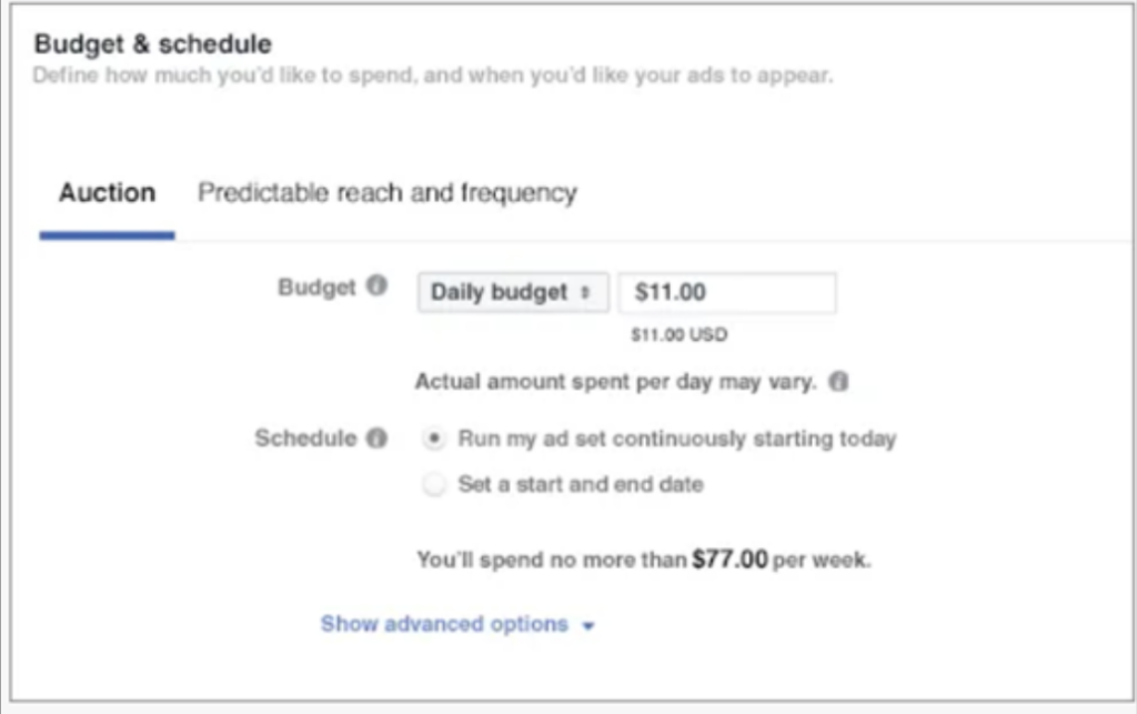 Daily budget allocation for Facebook advertisements