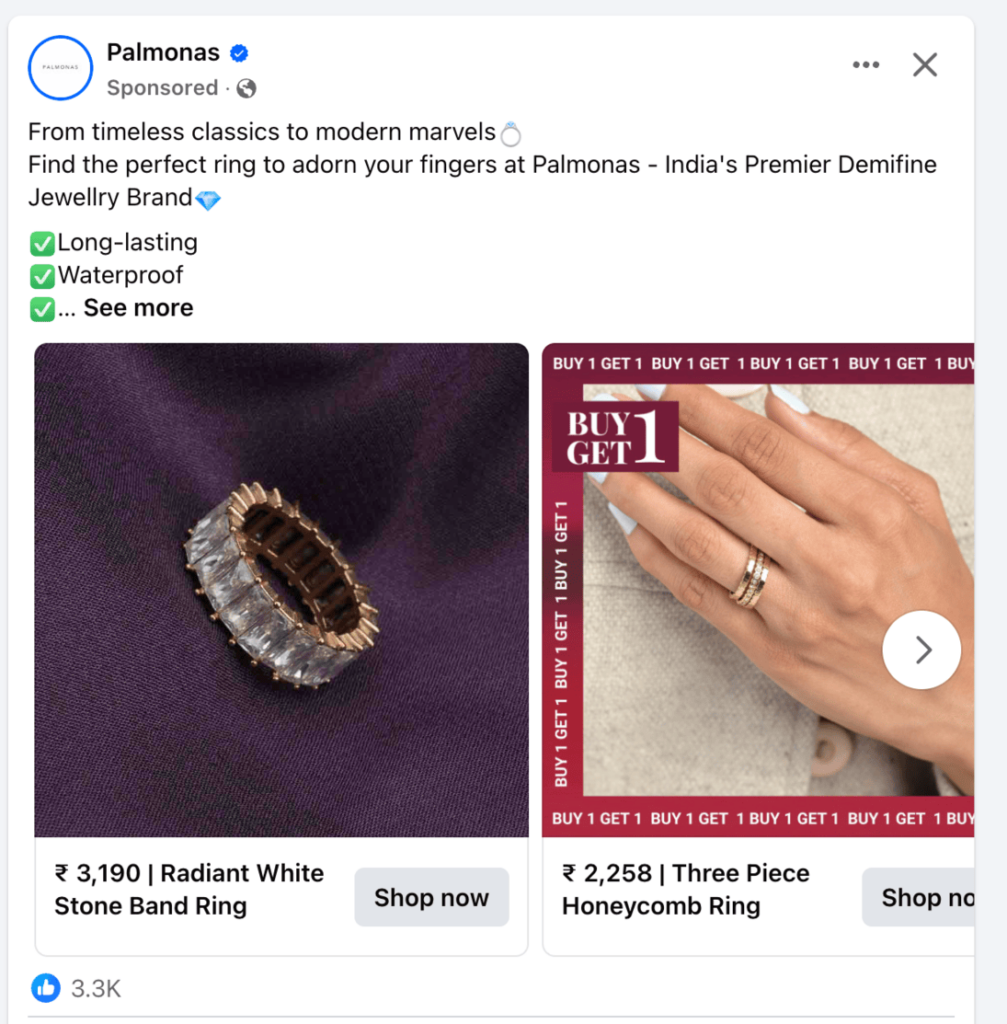 Facebook Ad Statistics - Facebook-annonceeksempel