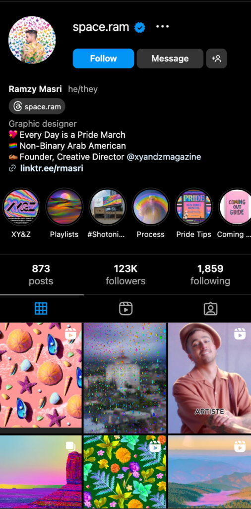Diseño de cuadrícula de Instagram: diseño arcoíris