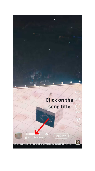 Tap the song title, mentioned below the content creator's username