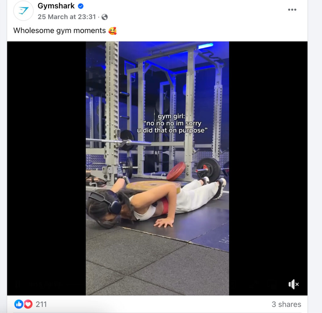 UGC pro reklamy na Facebooku – příklad Gymshark