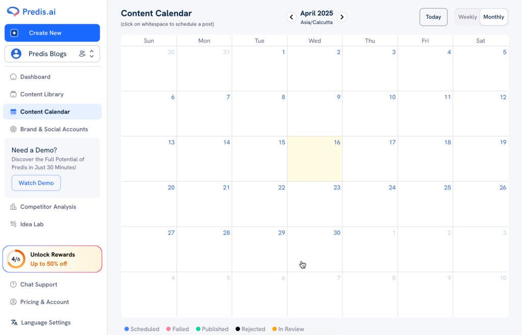 Predis.ai Tool sa Paghimo sa Imong Instagram Content Calendar