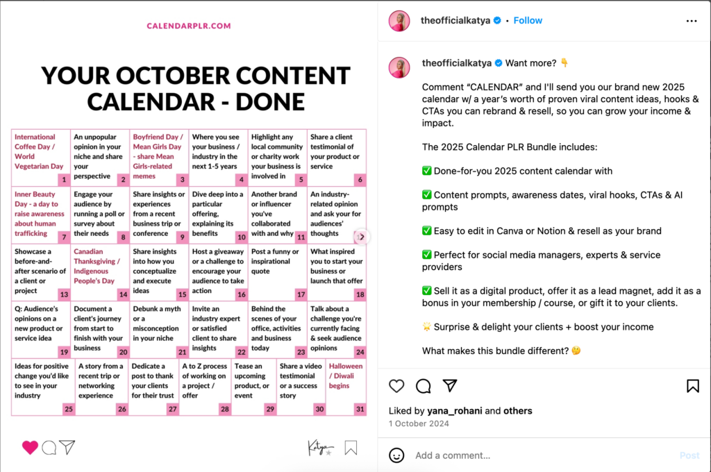 Kalendaryo sa sulud sa Instagram alang sa Ecommerce