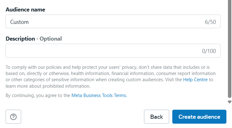 Creating a custom audience