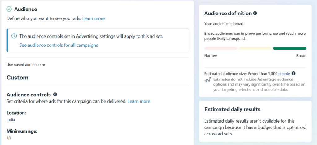Audience control in Ads manager