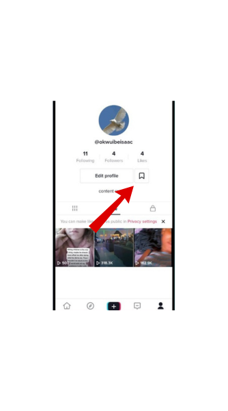 Saved icon on TikTok