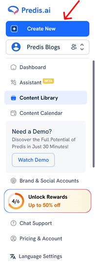 Creating new ad content in Predis AI