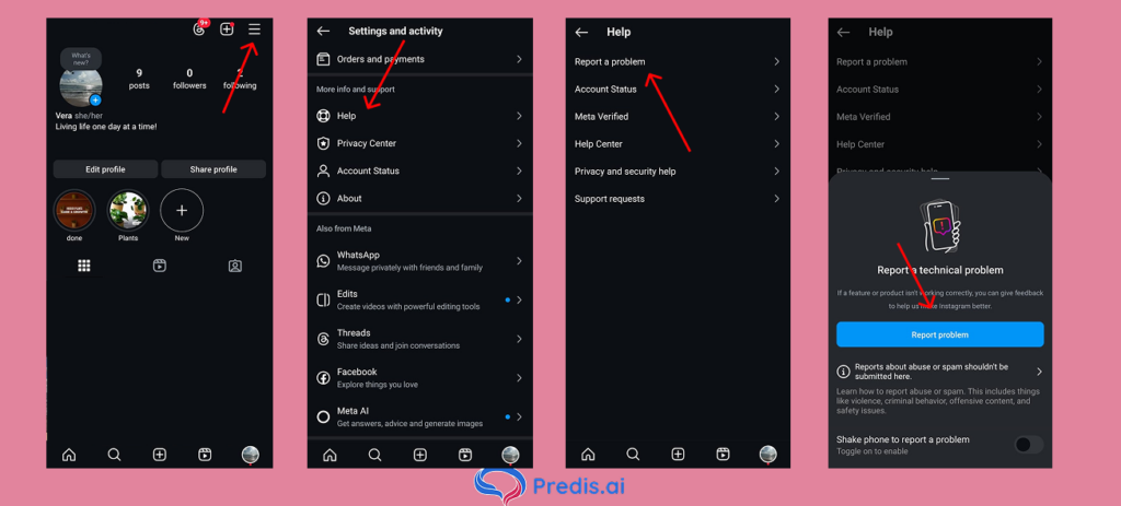 Reporting an issue to Instagram - Instagram story not uploading