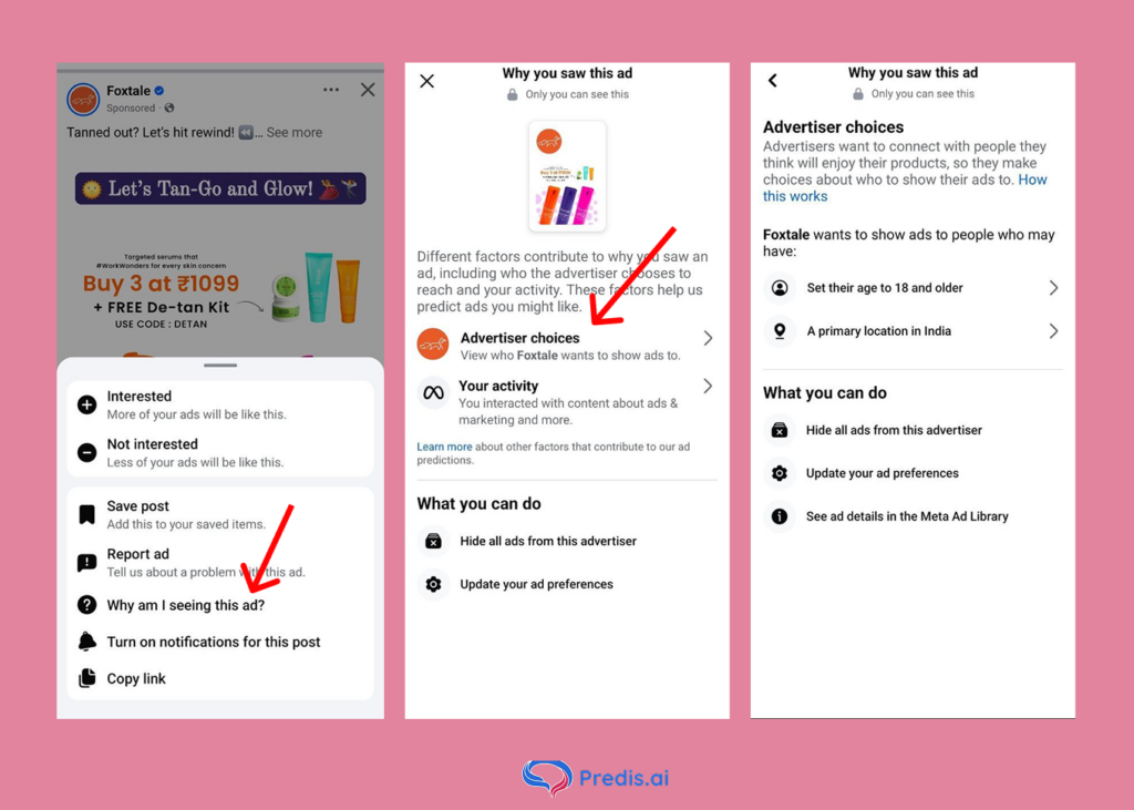 Checking the parameters of your advertiser's ads