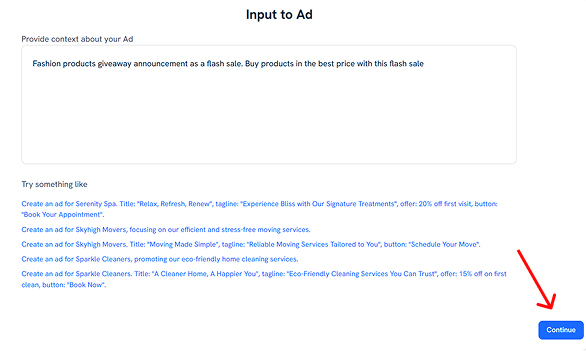 Writing a prompt for the ad