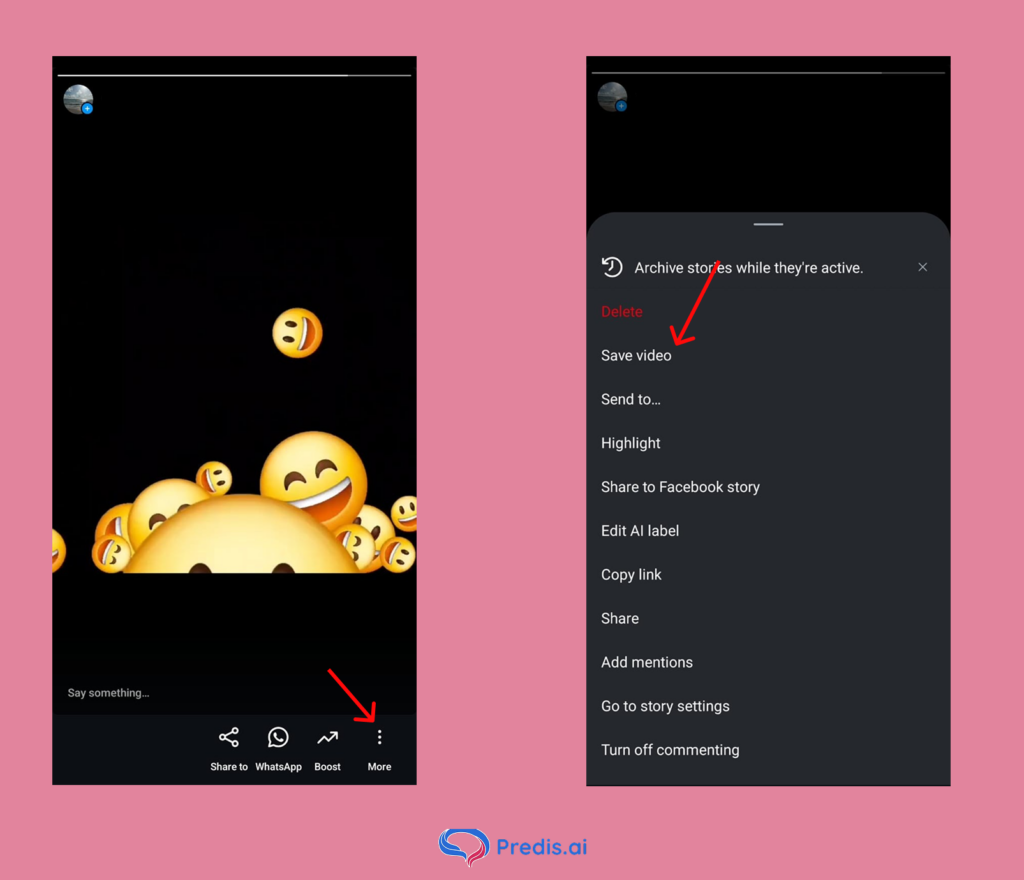 Saving current Instagram story within app