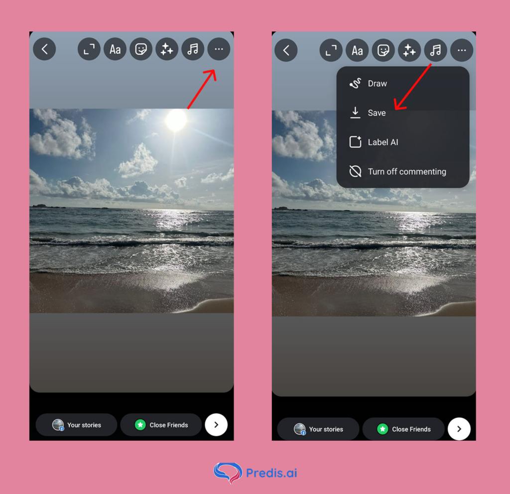 Saving Instagram story before posting