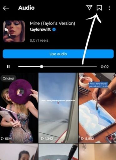Tap on Original Audio to explore the audio track.