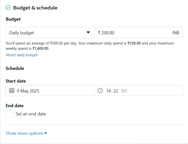 Budget setting for ad sets