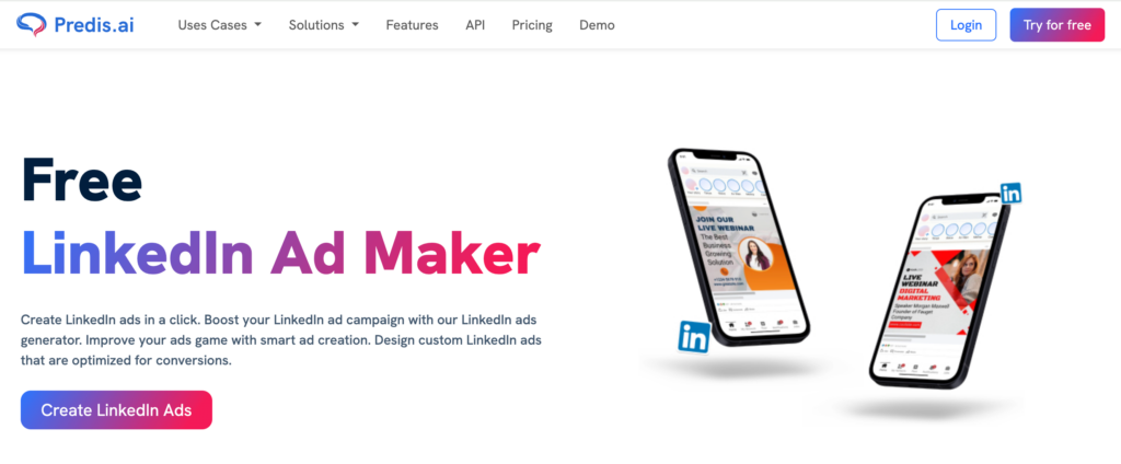 Predis.ai Lai izveidotu LinkedIn reklāmu formātus potenciālo klientu piesaistei
