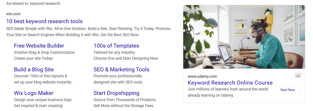 Search ad examples