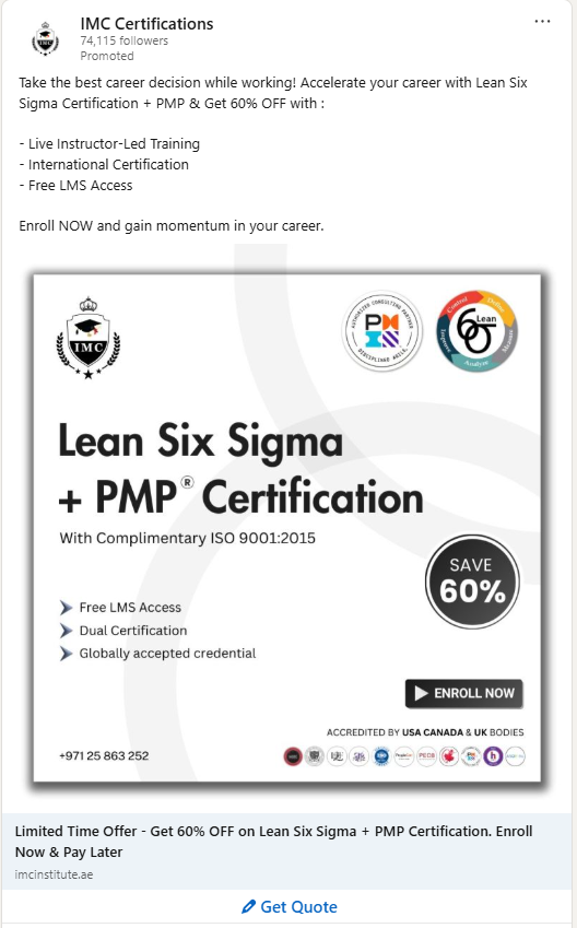 Get Quote CTA on LinkedIn
