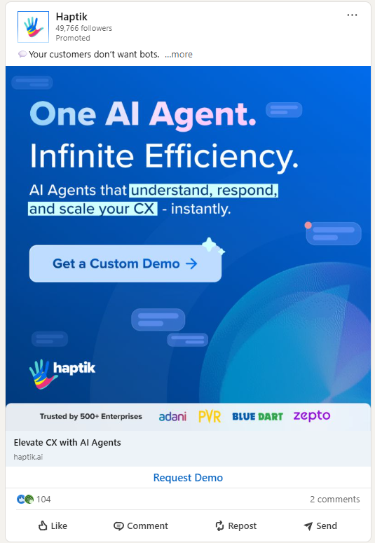 Request Demo CTA in LinkedIn