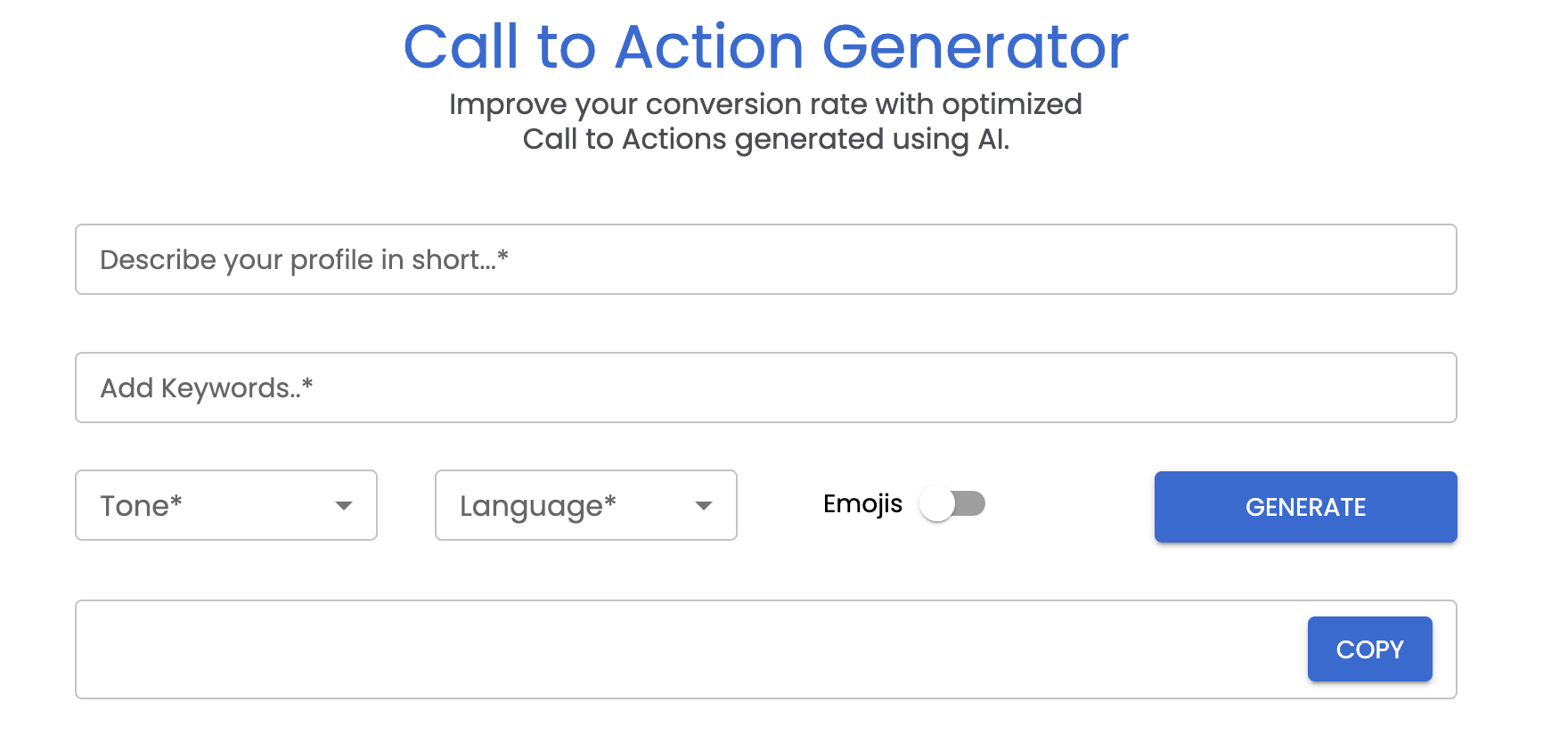 Generatore di Call to Action di Predis AI