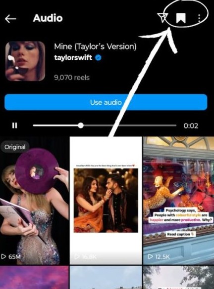 Tap the audio name in a Reel to save the song to your collection.
