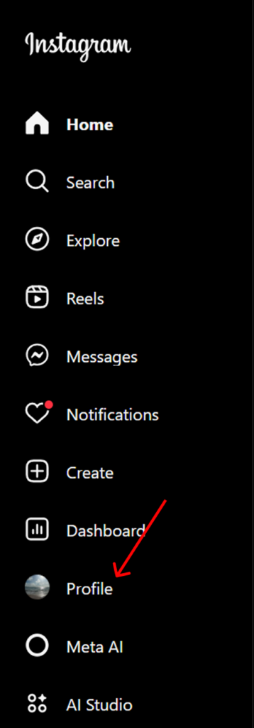 Selecting the profile button in Instagram