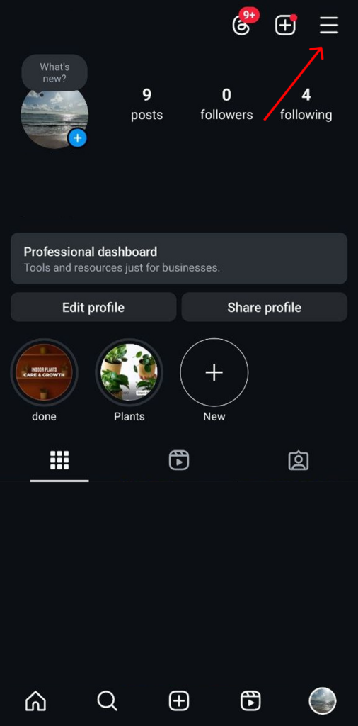 Accessing settings in Instagram