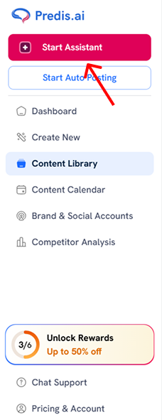 Start creating post in Predis AI