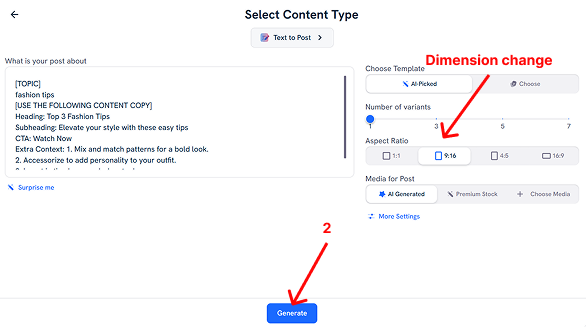 Prompt for making a post in Predis AI