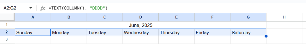 Populating the days of the month on the calendar