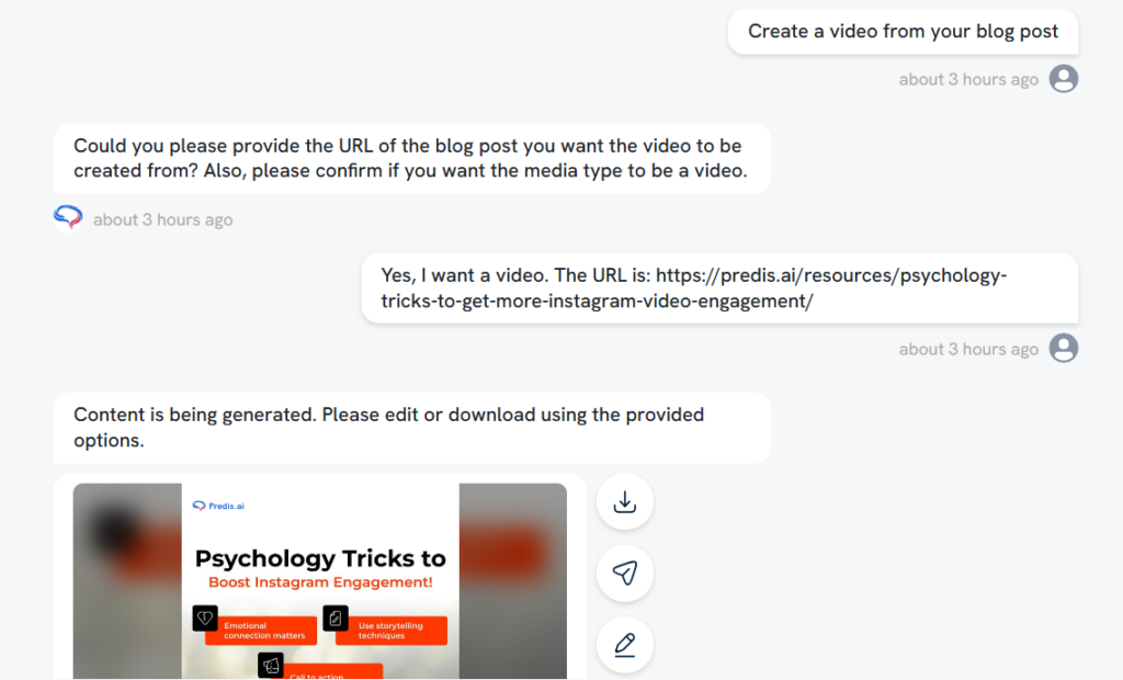 Creating a video from a blog post with a Predis AI
