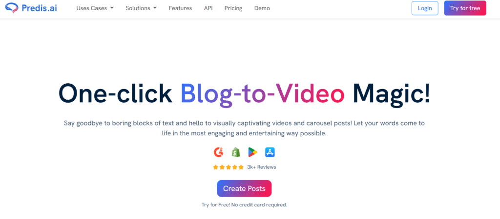 Predis AI's blog post to video convertor