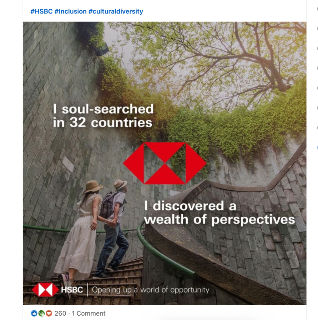 4. HSBC – Fógra Físe LinkedIn “Le Chéile, Rathaímid”