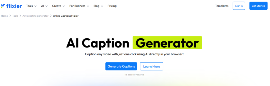 Flixier home page
