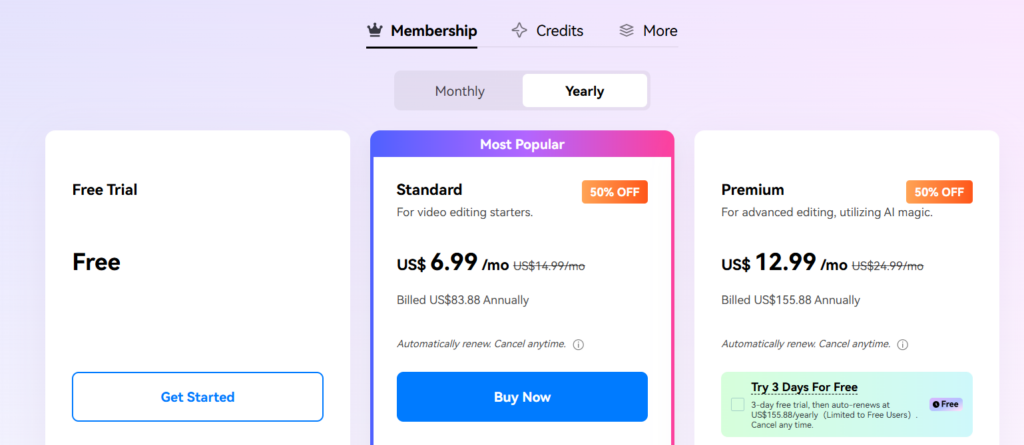 Media IO pricing page