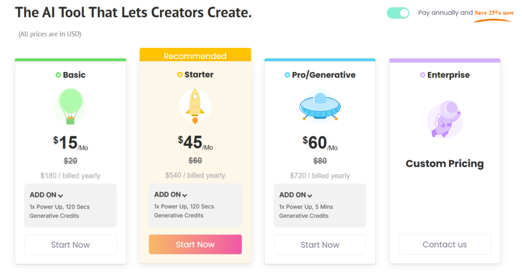 Steve AI pricing options