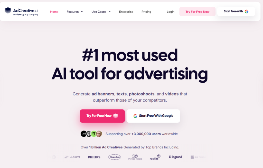 Adcreative ai home page