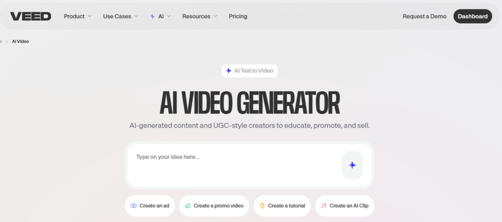 Veed IO home page