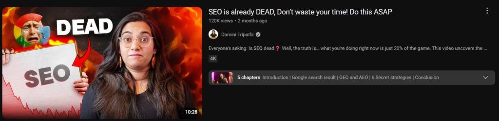 A YouTube thumbnail and title that induces emotions