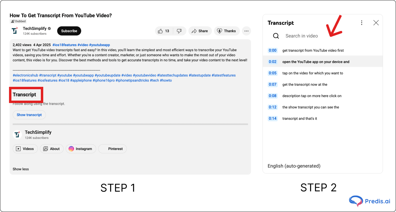  YouTube Transcript on Desktop