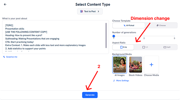 Writing a prompt for your Instagram reel in Predis AI