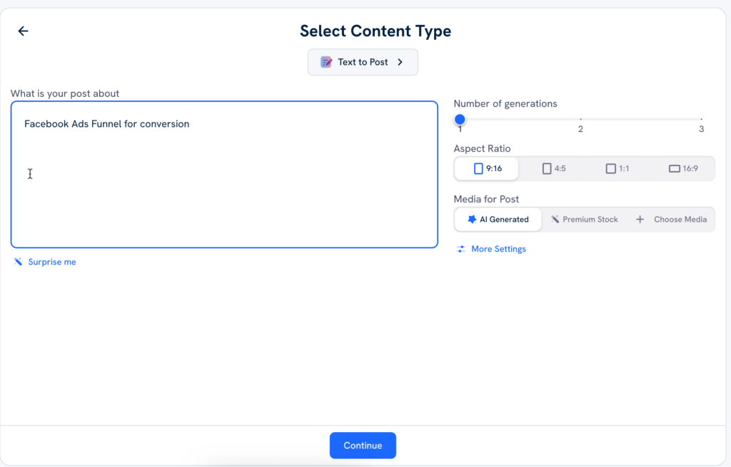 predis.ai innleggsgenerator