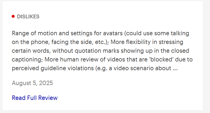 Synthesia negative reviews