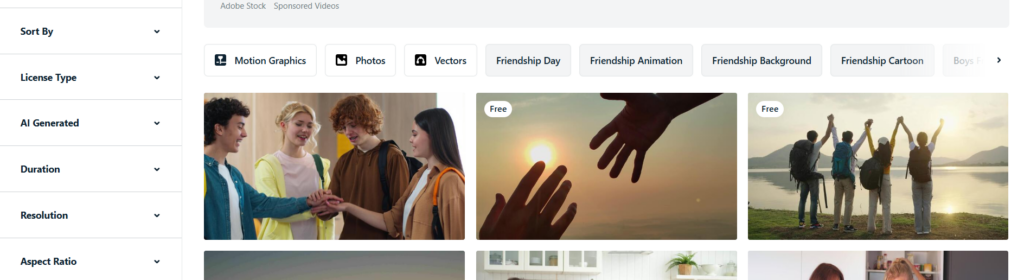 Vistacreate search results and filters page